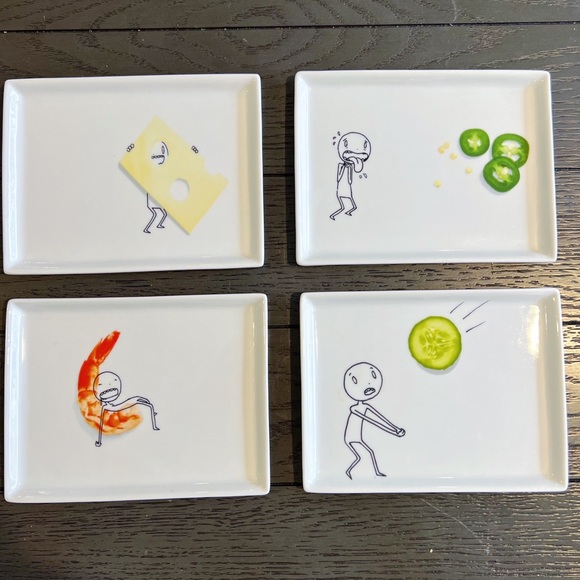Crate&Barrel Kitchen Cb2 Crate And Barrel Oliver Appetizer Plates Shrimp Jalapeo Cheese